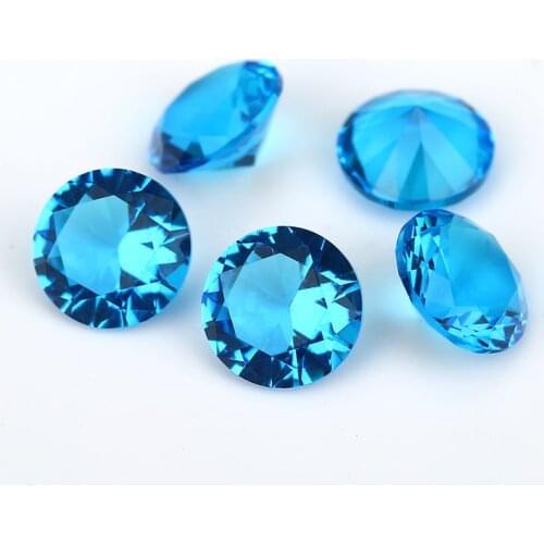 1.0mm~15mm Round Shape Loose Stone Dark SeaBlue Color AAAAA Glass Synthetic Gems For Jewelry DIY Stone