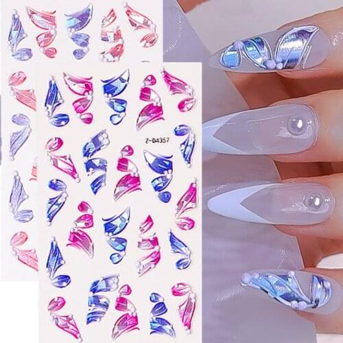 1pcs 5D Embossed Ribbon Nail Art Stickers Adhesive Slider Colorful Ribbon Decals Nail Art Decorations Manicure Accessories