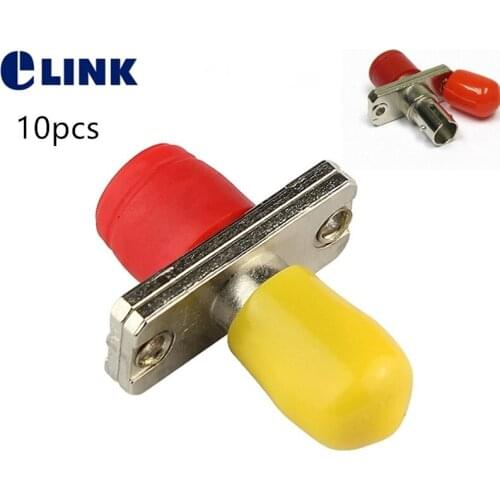 10pcs FC-ST hybrid adapter Rectangular fiber optic connector female to female metal ST-FC yellow red coupler free Shipping