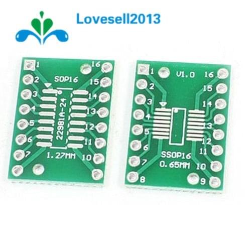 10pcs SOP16 SSOP16 TSSOP16 To DIP16 0.65/1.27mm IC Adapter PCB Board