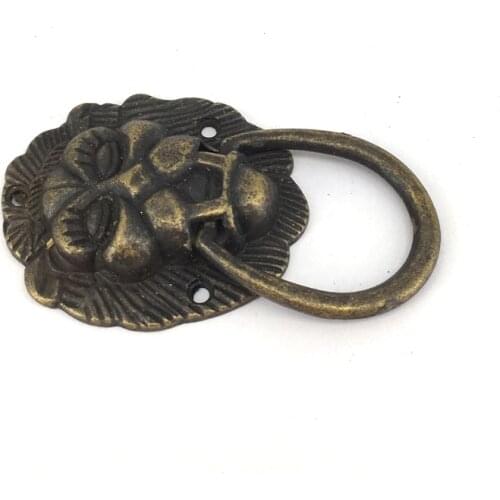 10PCS vintage lion Ring Pulls dresser drawer pulls handles / Rustic Cabinet Knob Pull Handles 41mm*61mm