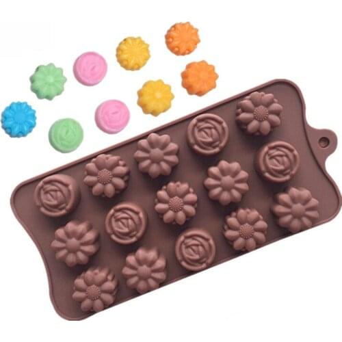 15slots Flower Chocolate Silicone Mold For Cake Cookies Mold Baking Accessories Fondant Candy Silicone DIY Molds