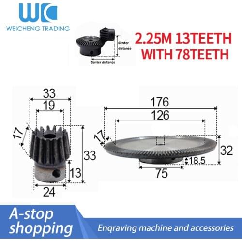 2pcs 1:6 Bevel Gear 2.25 Modulus 13 Teeth + 78 teeth Inner Hole 10mm 90 Degree Drive Commutation Steel Gears