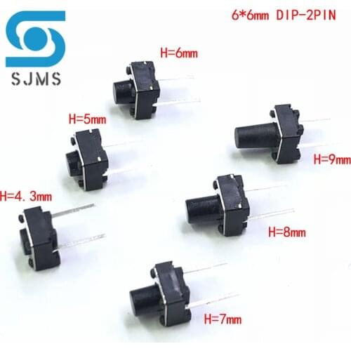 20PCS 6x6x4.3mm 6x6x5mm 6x6x6mm 6x6x7mm 6x6x8mm 6x6x9mm Middle 2pin 6x6x4.3/5/6/7/8/9/10 mm Switch Tactile Push Button Switches