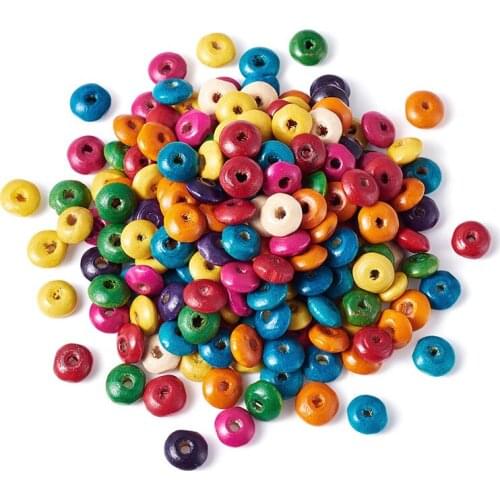 200PCS 8mm Mixed Lead Free Abacus Loose Wood Beads Spacer Beads for Jewelry Making DIY Bracelet Necklace Findings hole: 2.5mm