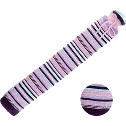 2000ml Plush Cover Hot Water Bottle Purple Long Strip Shape Anti-scald Hot-water Bag Water-filling Hand Warmer for Dorm Office