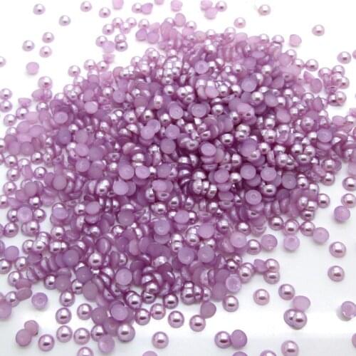 3000Pcs 4mm Light Purple Half Roud Pearl Beads FlatBack Scrapbook Craft Cabochon Kawaii DIY Embellishments Accessories