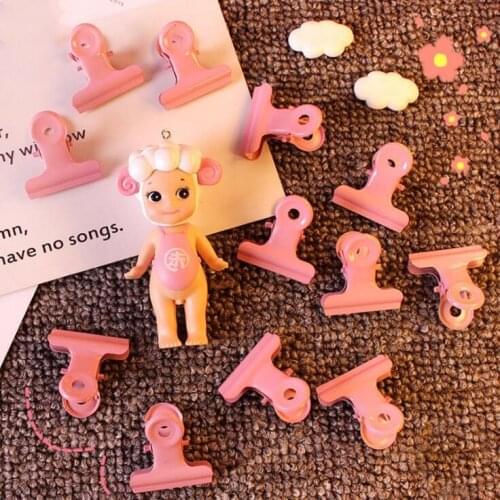 5pcs/lot Vintage Kawaii Pink Metal Paper Cards Clips Memo Photo Clip School Office Stationery Supplies