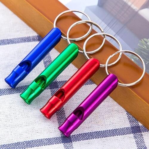 6/1PCs Colorful Outdoors High Decibel Keyring Keychain Whistle Portable Metal Multifunctional Emergency Outdoor Survival Whistle