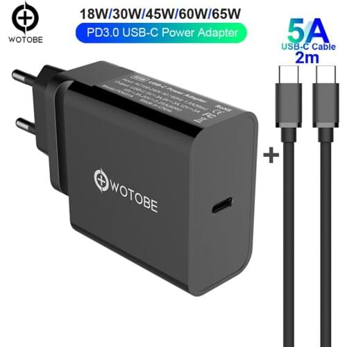 USB C Power Adapter PD/QC3.0 65W/60W/45W/30W TYPE-C Wall Charger,For USB-C Laptops/MacBook/iPad/xiaomi/Samsung (USB-C cable)