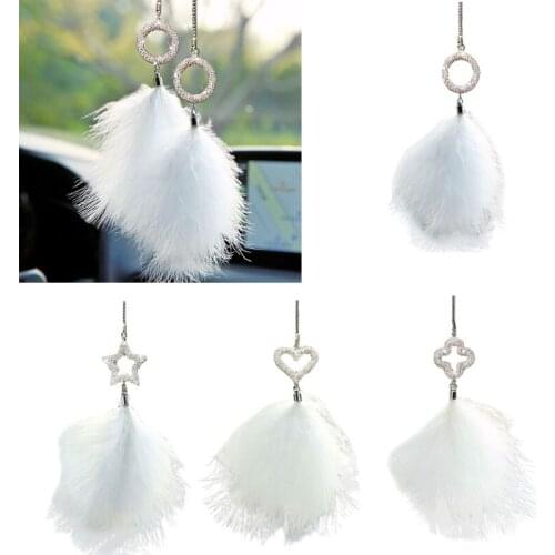 Car Feather Pendant Rear View Mirror Pendants Vehicle Interior Decorations Excellent Presents for friends Family D7YA