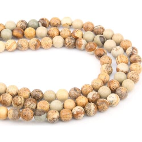 Natural Stone Bead Picture Stone Small Hole Bead for Women Jewelry Making DIY Necklace Bracelet Gift 4-12mm 15inch