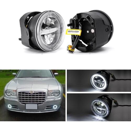 E4 DOT Approved 10W Cree Chips Led Driving Fog Light Kits W/ DRL Halo Rings For Chrysler 300 C Sedan 4D SRT8 Sedan 4-Door