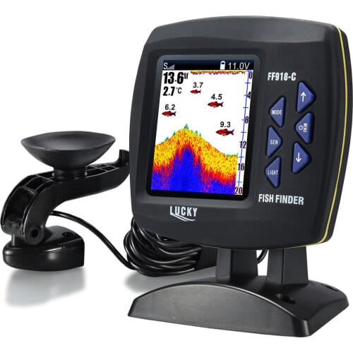 LUCKY Wired Fishing finder 180m / 590ft Depth Sounder Fish Detector F918-C180S Monitor LCD Locator Boat Fishfinder from a boat