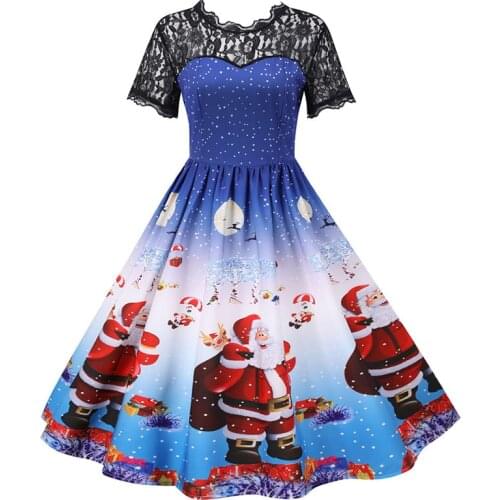 Elegant Striped Women Christmas 50s Vintage Swing Rockabilly Summer Short Sleeve Lace Office Party Dress Plus Size