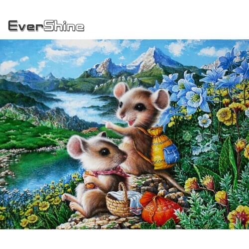 Evershine 5D DIY Diamond Painting Animals Full Square Round Rhinestone Picture Diamond Embroidery Mouse Home Decoration Art
