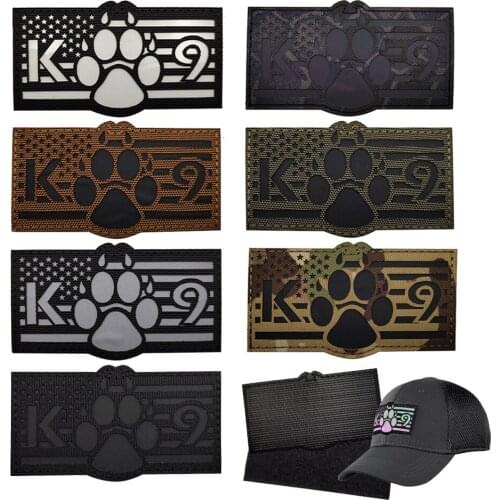 K9 Dog Flag Reflecting Patch Armband Badge Camouflage Military Sewing Shinny Applique Embellishment Paw Tactical Patches