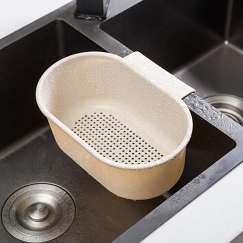 Sink Strainer Fruit Vegetable Drainer Basket Kitchen Waste Filter Basket Sponge Hanging Basket Storage Rack Kitchen Shelf