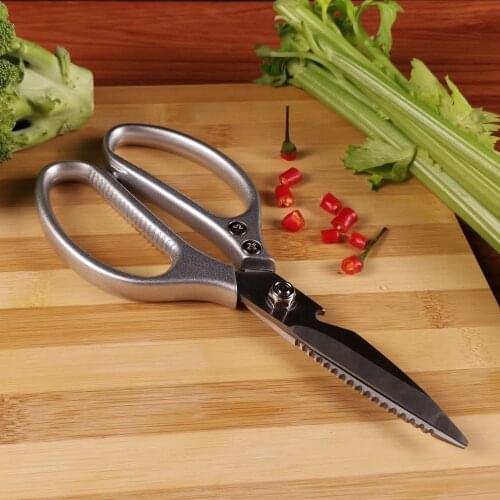 Multifunctional Kitchen Scissors Cutting Knife Plate Stainless Steel Kitchen Meat Cutting Scissors Chicken Bone Opening Bottle