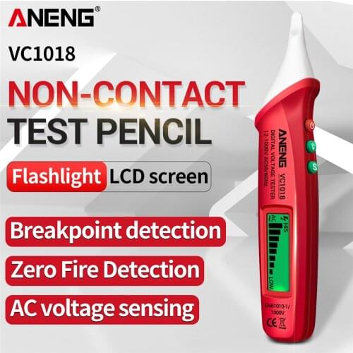 VC1018 Test Pencil AC 12V-1000V Multifunctional Voltage Detector Pen Test Non-contact LED Electric Tester Electrician