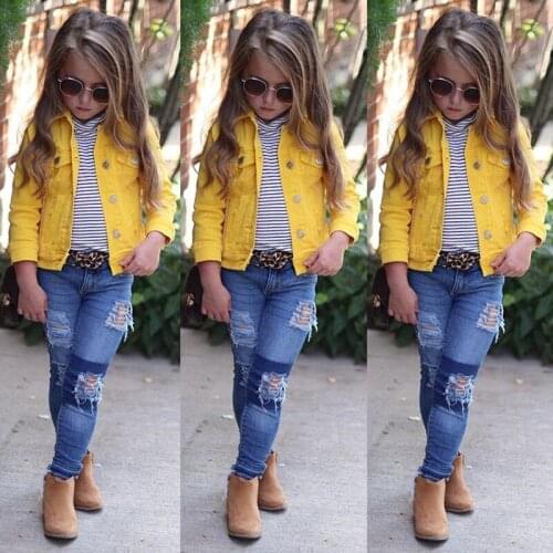 Fashion Toddler Kids Baby Girls Boys Denim Jacket Long Sleeve Jeans Coat Outerwear Children Clothes for 1-6Y