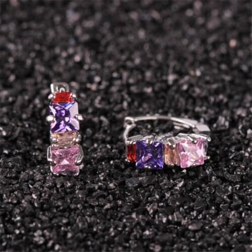 Fashion Multi-color Crystal Ear Clips for Women Delicate Crystal Earring Birthday Gift