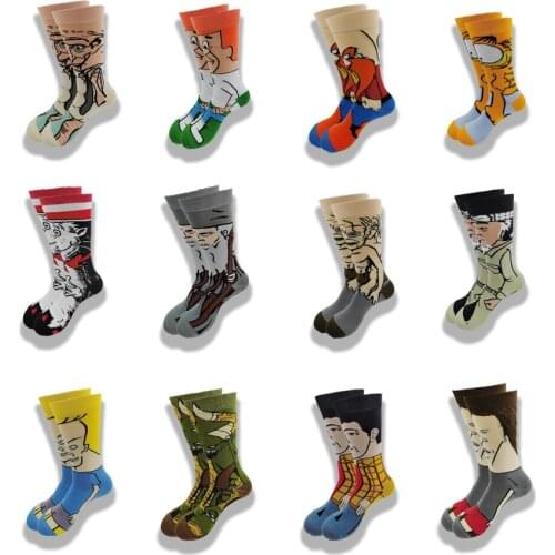 Men Fashion Socks Anime Funny Socks Hip Hop Personality Anime Socks Cartoon Fashion Alien High Quality Sewing Pattern Tube