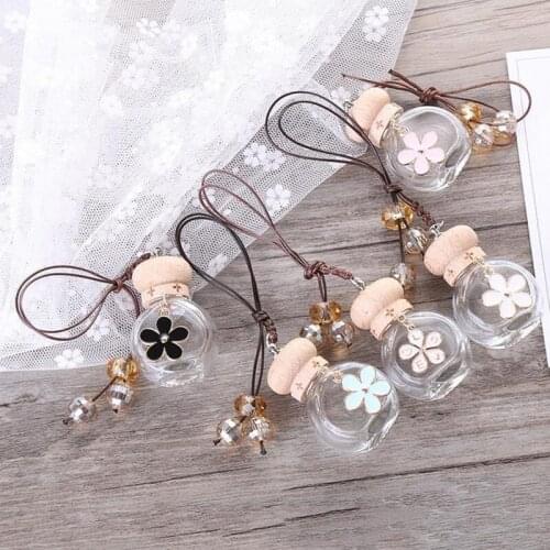 6ml New Flowers Pattern Automobile Pendant Car Perfume Empty Air Freshener Essential Oil Car Hanging Glass Bottles
