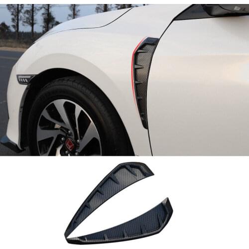 Pcmos Type R Carbon Black Side Fender Vent Air Wing Cover Trim For Honda Civic 2016-2017 Exterior Chromium Styling Stickers 2Pcs