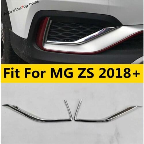 Yimaautotrims Front Fog Lights Lamp Eyelid Eyebrow Cover Trim ABS For MG ZS 2018 2019 2020 / Bright Look Chromium Styling