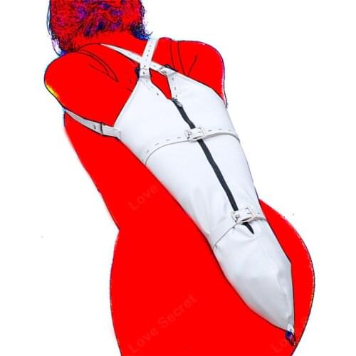 Unisex PU Leather Arm Binder Bondage Harness Glove Sleeves Lockable Restraints Laced Sex Toy for Couple Adult Games Erotic Toys