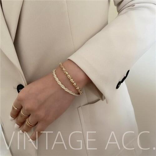 Retro Twist Open Bracelet Gold Irregular Korean Version Of Creative Cold Wind Jewelry Female Fashion Party Jewelry