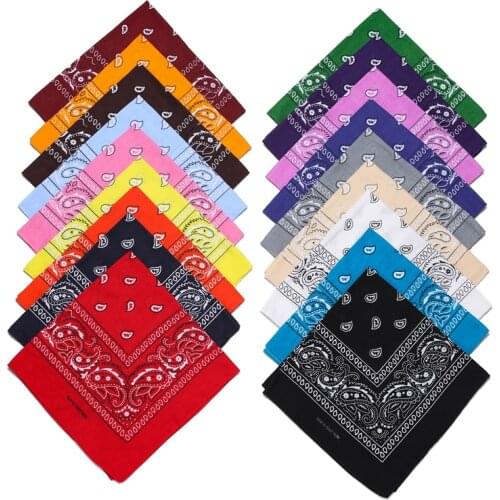 Cotton Square Neck Scarf Hip-hop Bandana Men Women Hair Band Paisley Print Headband Neckerchief Vintage Foulard Wraps
