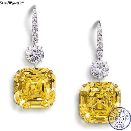 Shipei 925 Sterling Silver Asscher Cut Created Moissanite Gemstone Vintage Earrings Wedding Engagement Fine Jewelry Wholesale