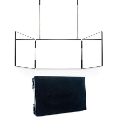 Retractable Hanging Three Sided Folding Makeup Mirror Freely Adjustable Height Shaving Hairdressing Mirror Three Fold Mirror