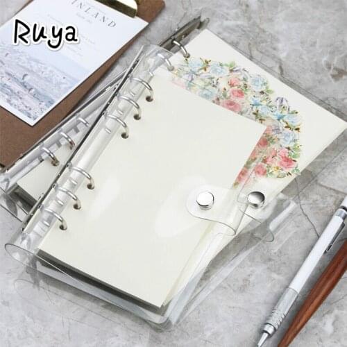 Spiral transparent PVC Notebook Cover Loose Diary Coil Ring Binder Filler Paper Seperate Planner Receive Bag Card agenda caderno