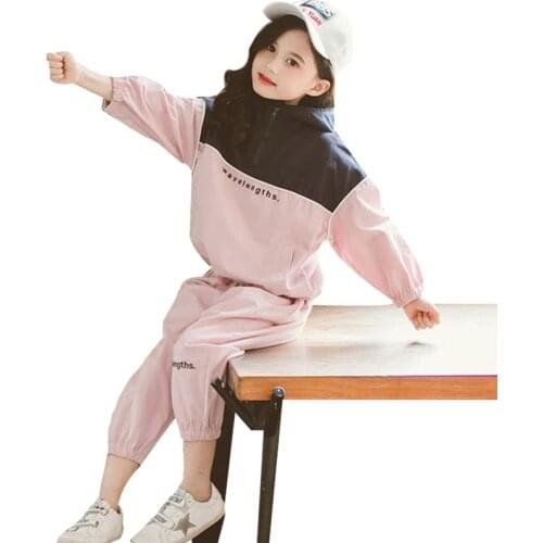 Teenage girls clothing Tracksuit Long Sleeve hoodies Sweatshirt + Pants Kids 2 Pcs outdoor Girls kid Sport Suit Girl Clothes Set