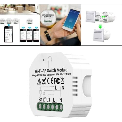 Mini Smart Light Switch Module Wifi DIY Switch DIY Breaker Module Smart Home Automation 2 Way Control Work For Google Home