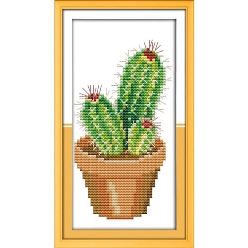 Everlasting Love Cactus Chinese Cross Stitch Kits Ecological Cotton Fabric DIY 11CT 14CT New Christmas Decorations For Home Gift