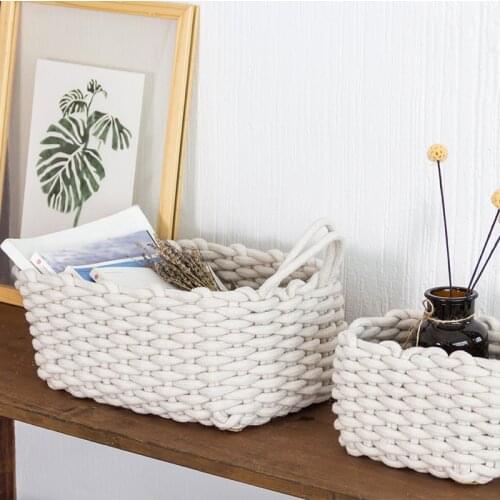 Hand-woven Anti-collision Woven Storage Basket Coarse Cotton Rope Toy Clothing Storage