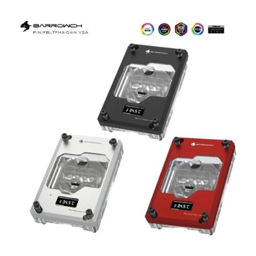 Barrowch FBLTFHA-04N-V2, For RyzenAMD / AM4 / AM3 CPU Water Blocks, Digital Display Temperature computer Block With Controller