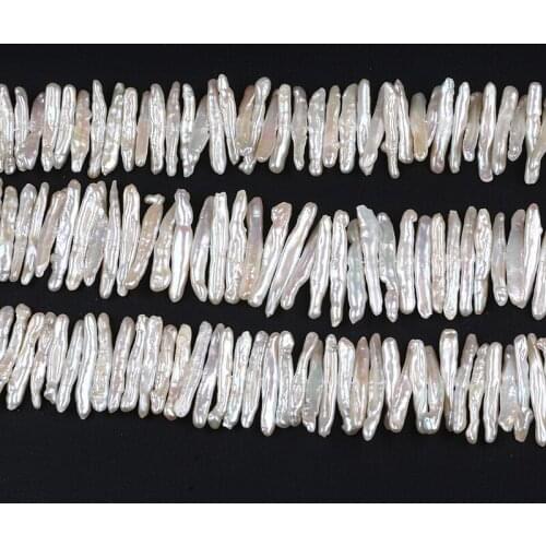 Good Quality Natural Real Biwa Pearl Irregular Shape Central Drilled Special Fence Beads Strand