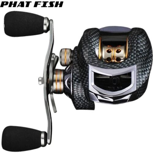 PHAT FISH 6.3:1 High Speed Magnetic Brake Power 13BB+1RB Metal Spool Low Profile Wheel Bass Match Fishing Baitcasting Reel