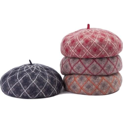 French Beret Hat Fashion Print Lightweight Winter Warm Artist Hat for Women Womens French Beret Hat Reversible Knitted Thickened
