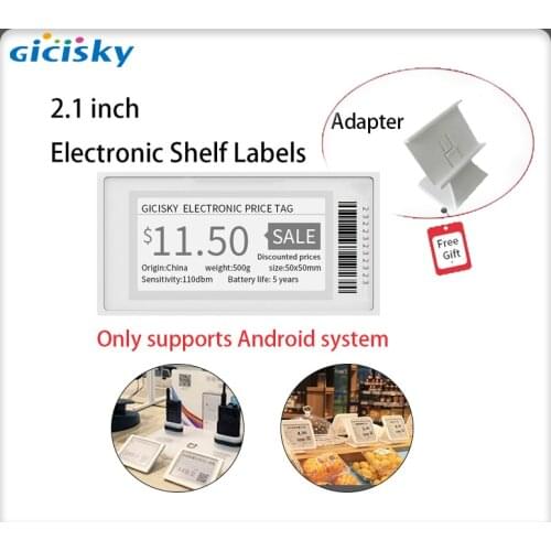 1 Set Black 2.1" Electronic Price Tag With Fix Adapter ESL TFT Screen Shelf Label No Messy Writing Bluetooth Connect Easy-to-Use