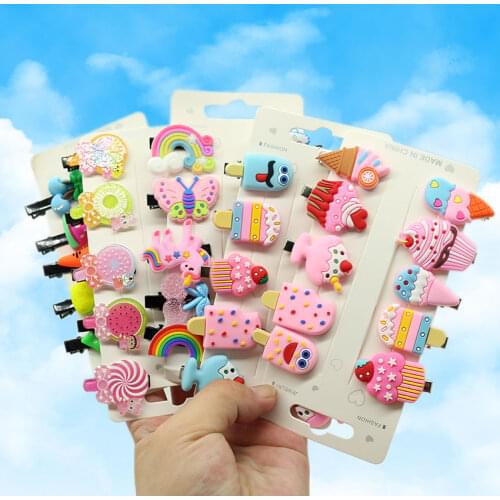 10PCS/Set Hair Clip Girls Cute Korean Cartoon Animal Fruit Ice Sweet Hairpins Children Barrettes Hair Accessories for Women