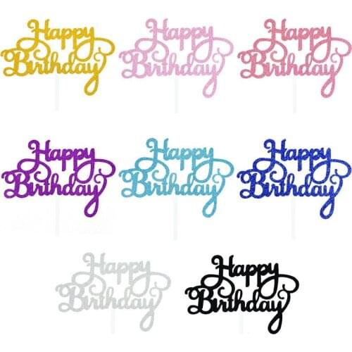 10pcs Happy Birthday Oh Baby Cake Toppers Glitter Paper Cupcake Topper for Birthday Baby Shower Cake Decoration Party Supplies