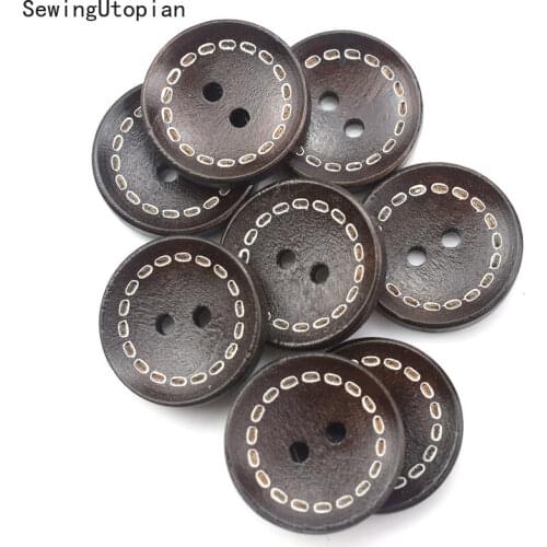 100PCS 20MM Wooden Round Buttons for Clothing Needlework Scrapbooking Wood Botones Decorative Crafts Diy Accessories