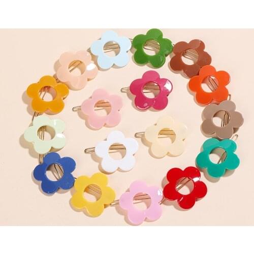 13 Colors ins hot sale candy solid colors flower baby kids girls hair frog clips accessories decorations