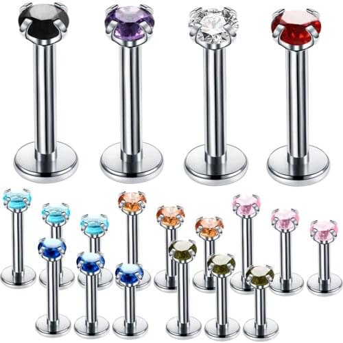 3Pcs/lot Stainless Steel Labret Piercing Lip Studs Internally Threaded Cartilage Earrings Tragus Helix Piercing for Body Jewelry
